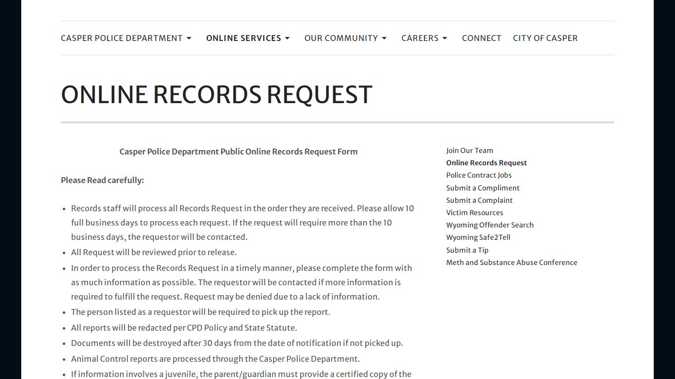 Online Records Request - casperpolice.org