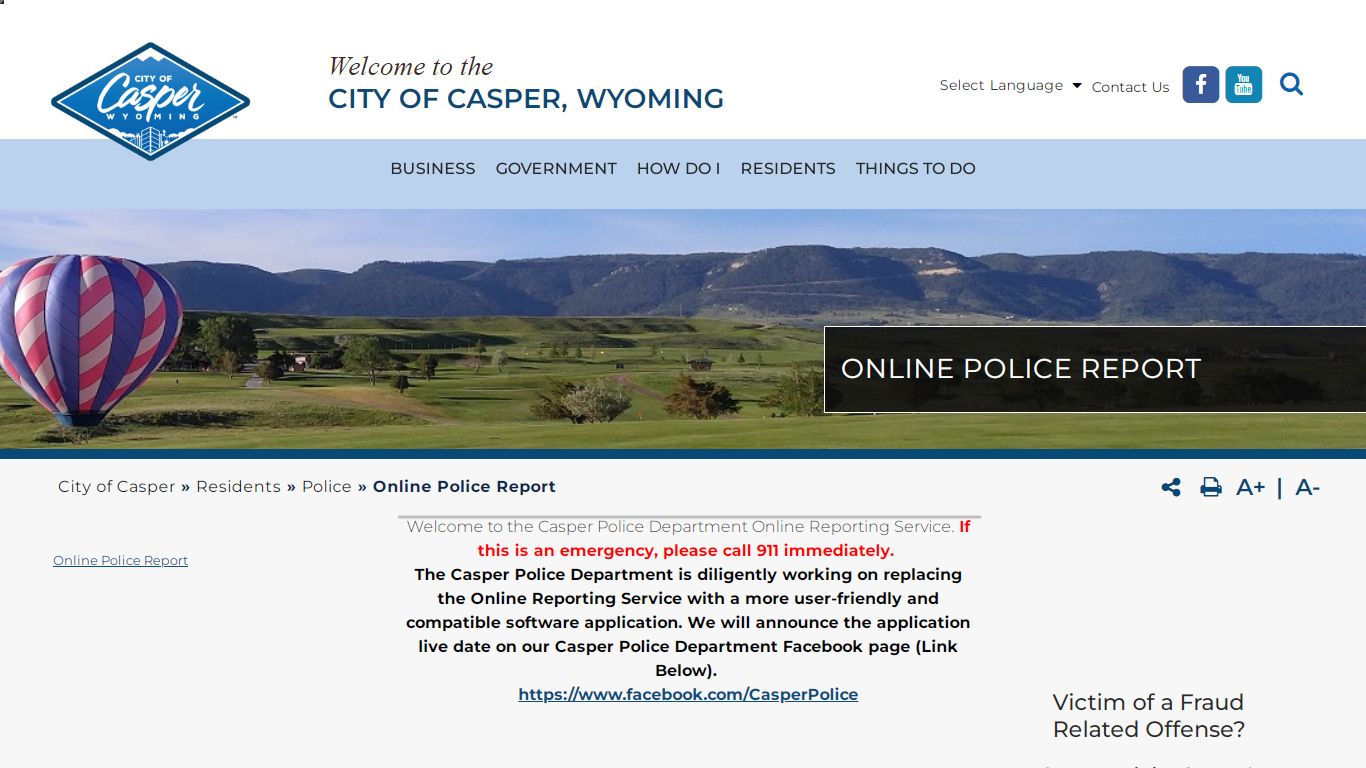 Online Police Report - City of Casper