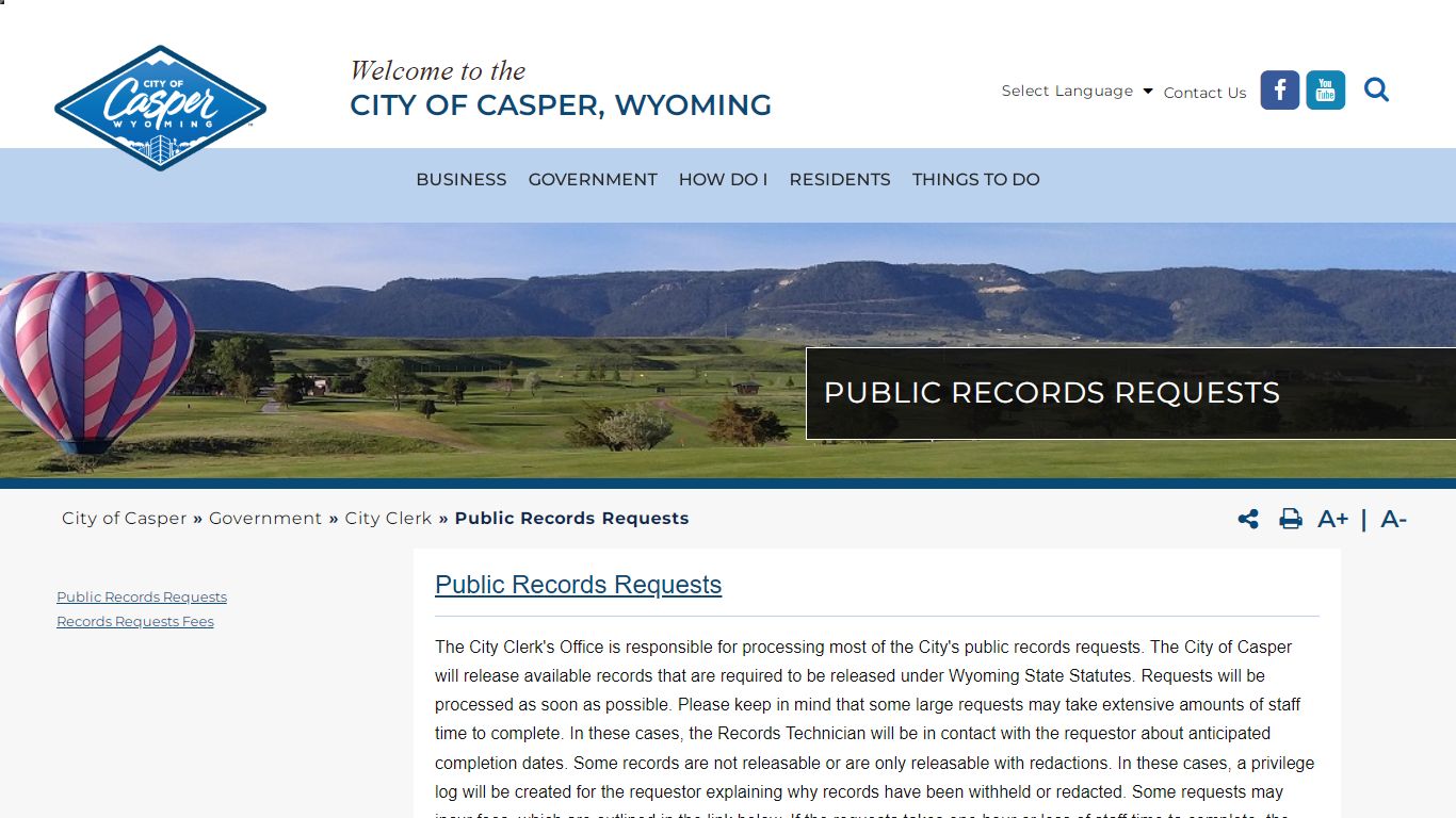 Public Records Requests - City of Casper