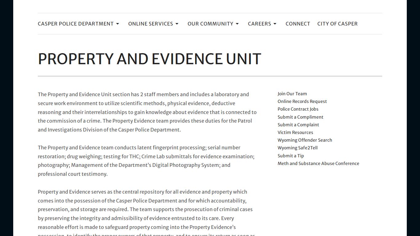 Property and Evidence Unit - casperpolice.org